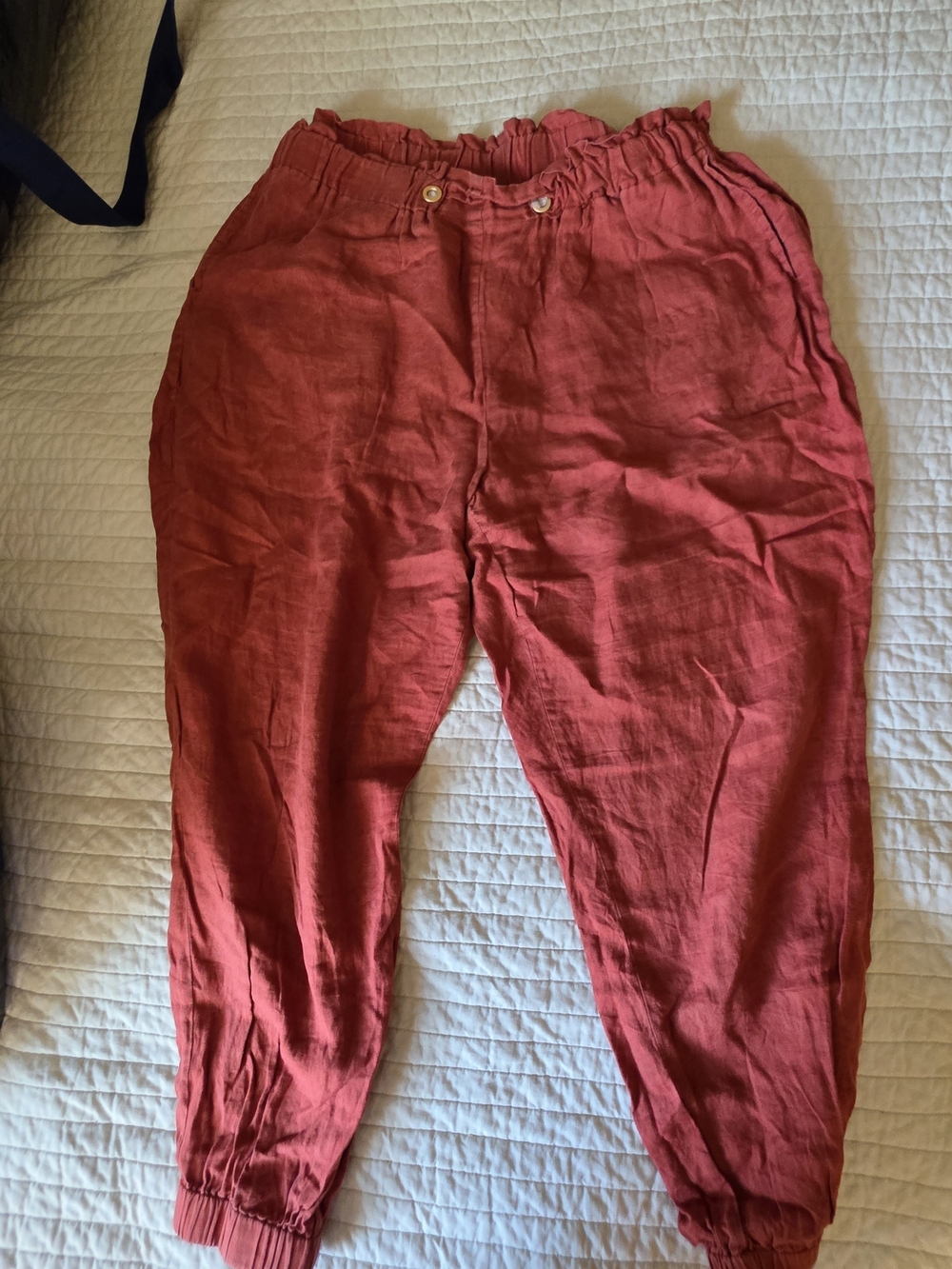 Marc New York Women's Wide Leg Linen Joggers in Rust Red